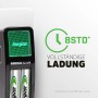 Energizer Mini Ladegerät mit 2 AA Akkus. Akku-Ladegerät mit grüner LED-Anzeige.