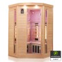Dewello Infrarotkabine Lakefield 3 für 2 Personen aus Hemlock-Holz mit Glasfront.