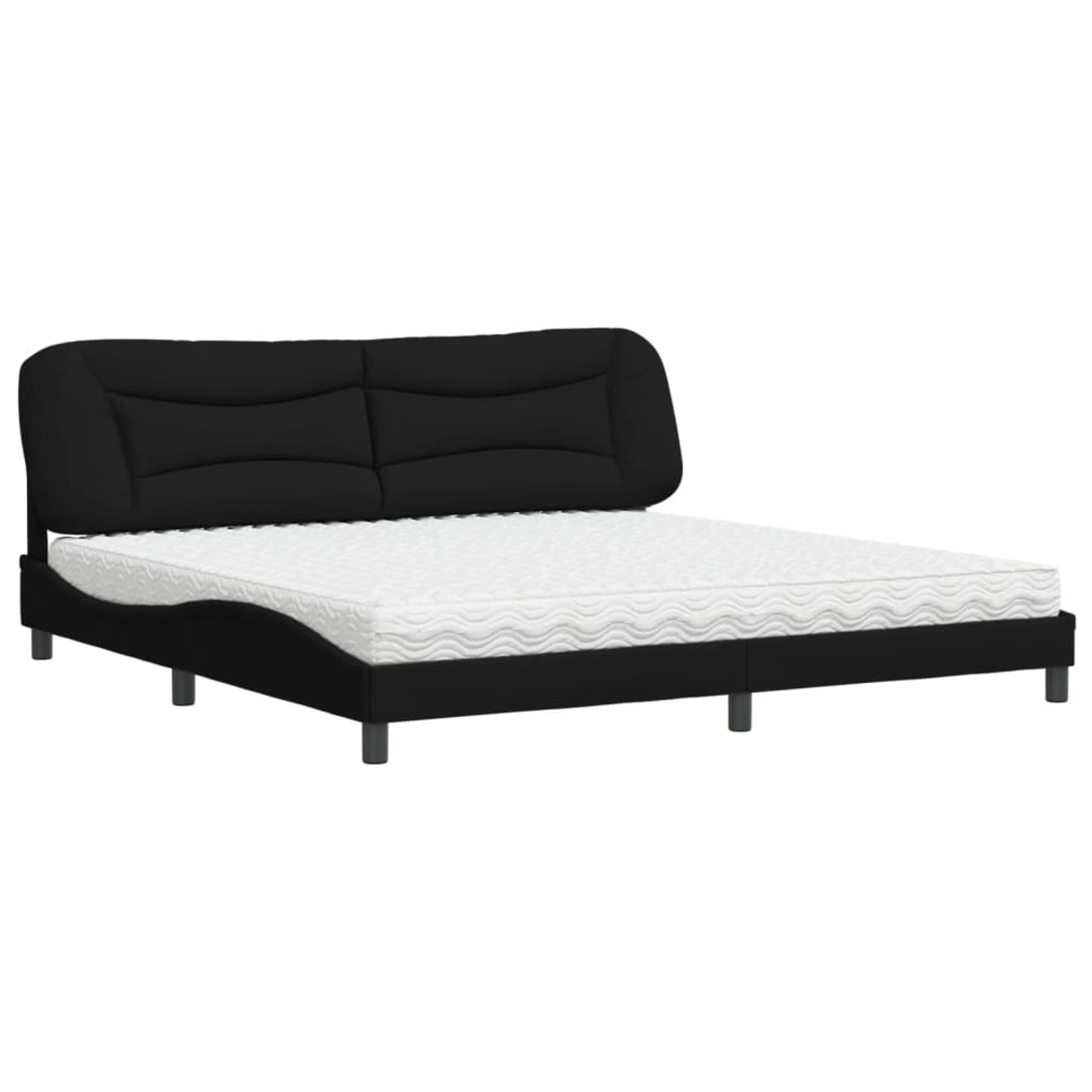 vidaXL Bett mit Matratze Hvar Schwarz 200x200 cm Stoff 3208557