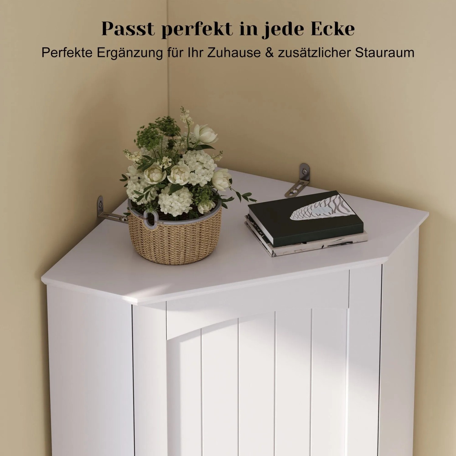 Merax Eckschrank 42x42x166 cm 2 Türen Verstellbare Einlegeböden_10