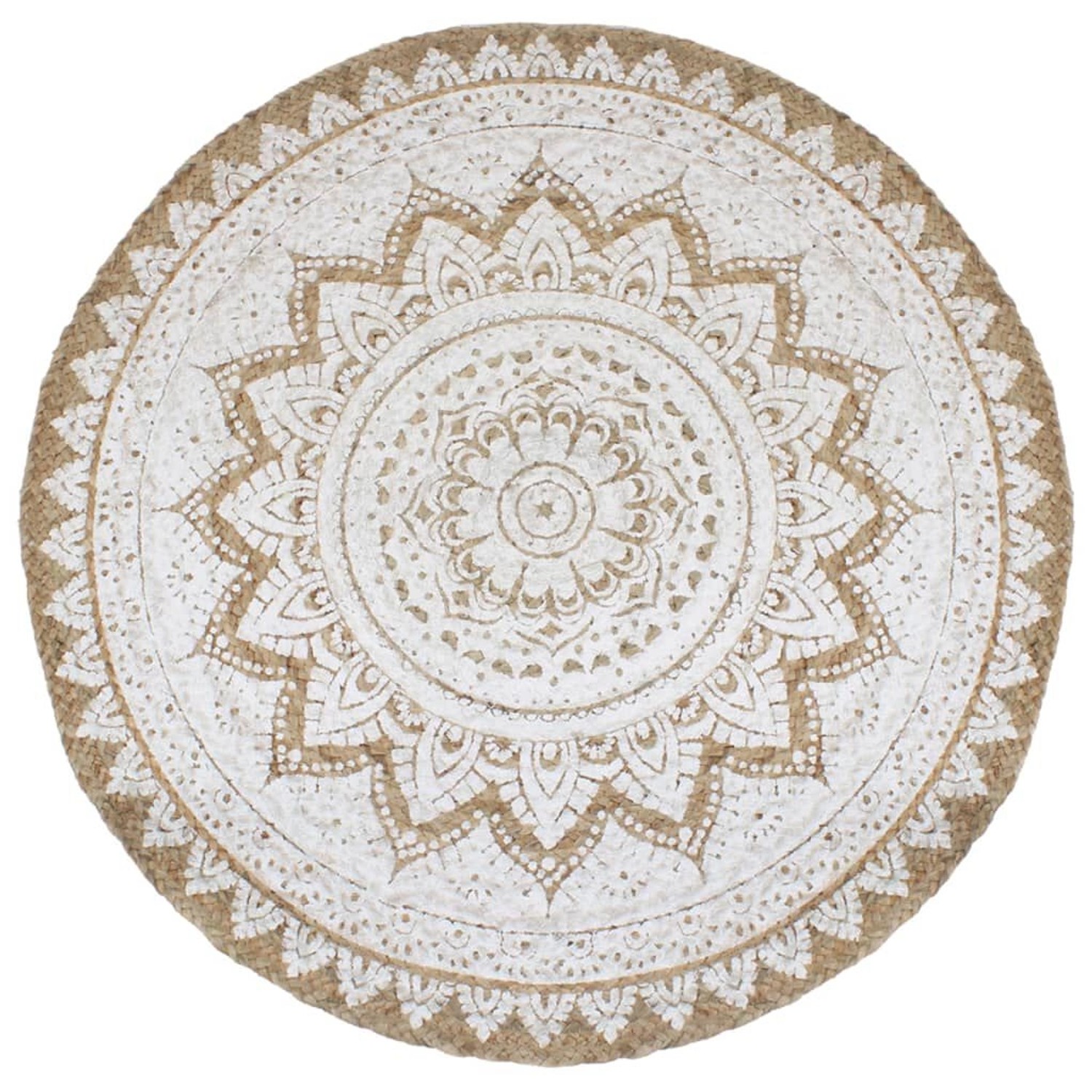 vidaXL Teppich Jute Geflochten Bedruckt 240 Cm Rund 1184017 günstig online kaufen