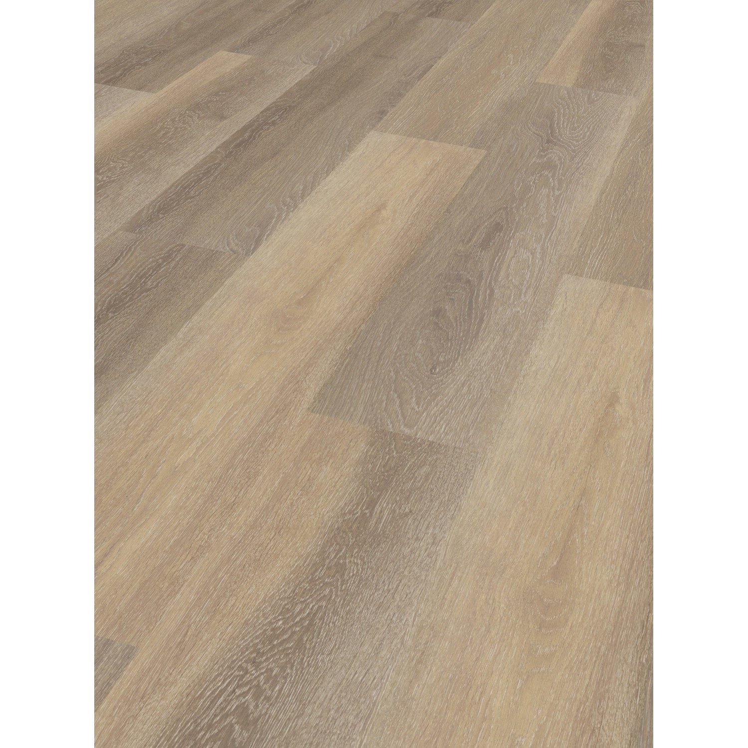 Vinylboden Eiche Naturgrau, Klick-System, Holzoptik, für Fußbodenheizung geeignet.