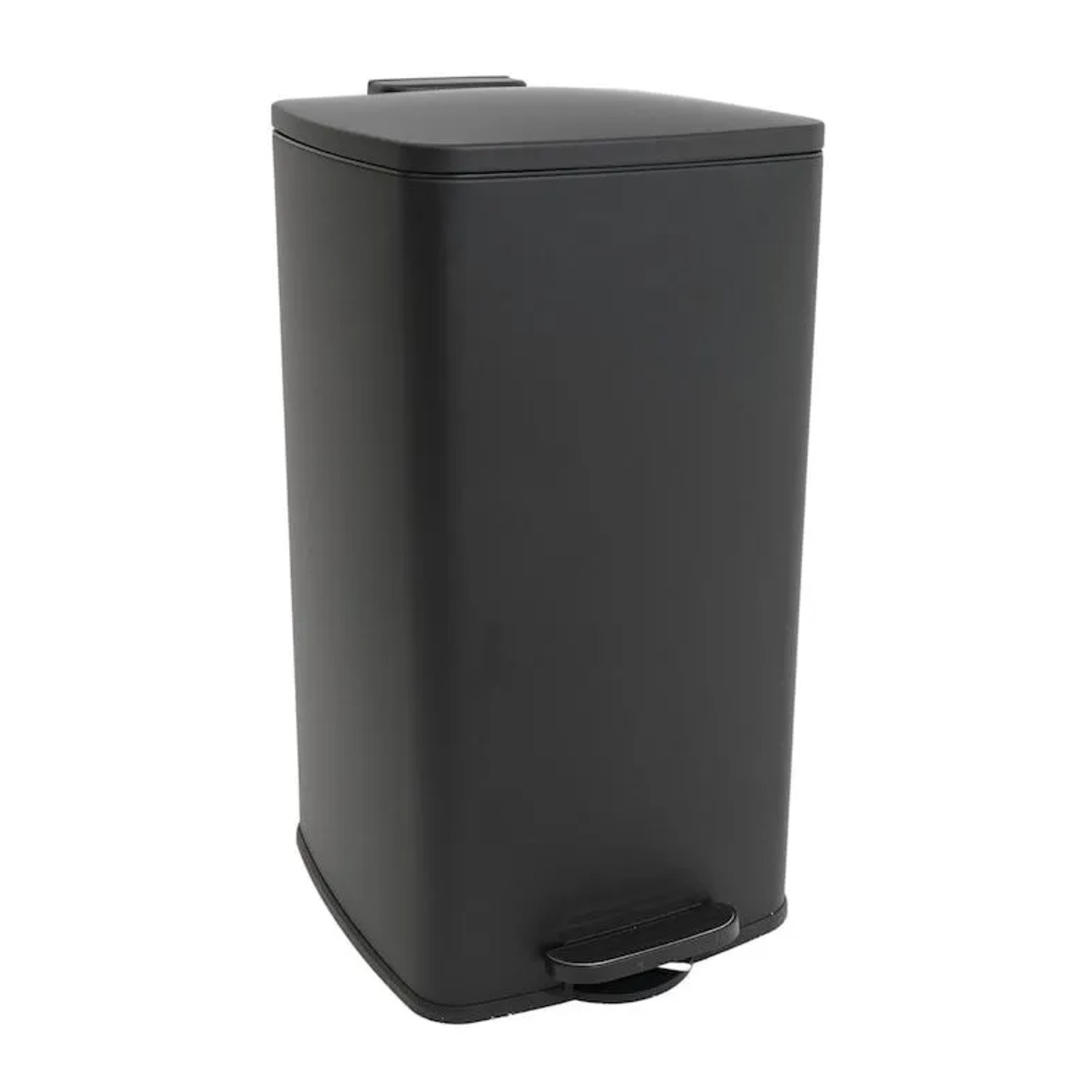 PROREGAL Mülleimer Küche Bad 50L Abfalleimer Mit Softclose & Stay-Open Deckel Fußpedal & Inneneimer Stahl Matt Schwarz Rechteckiger Tretmülleimer