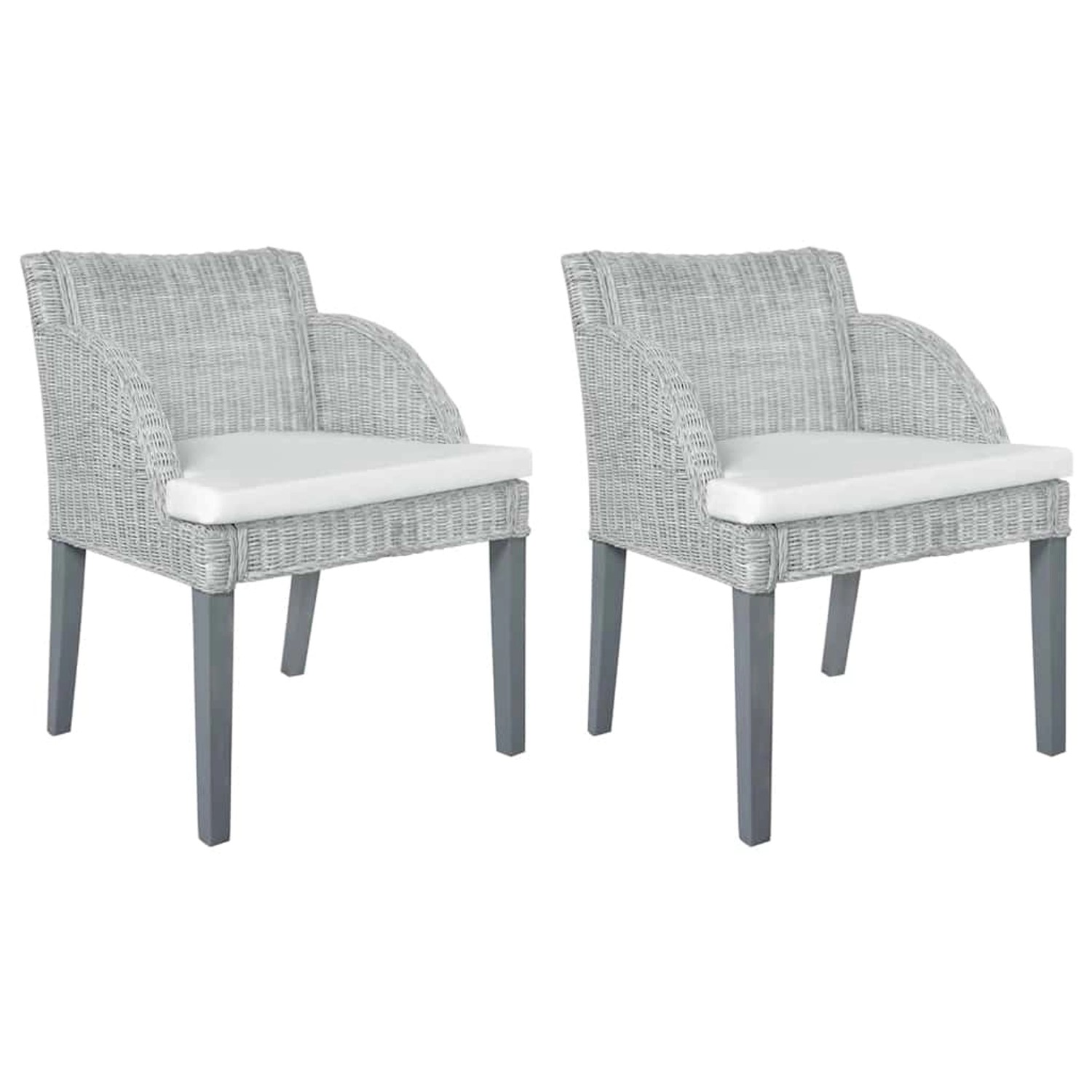 vidaXL Esszimmerstühle mit Kissen 2 Stk Grau Natur Rattan 325488 günstig online kaufen