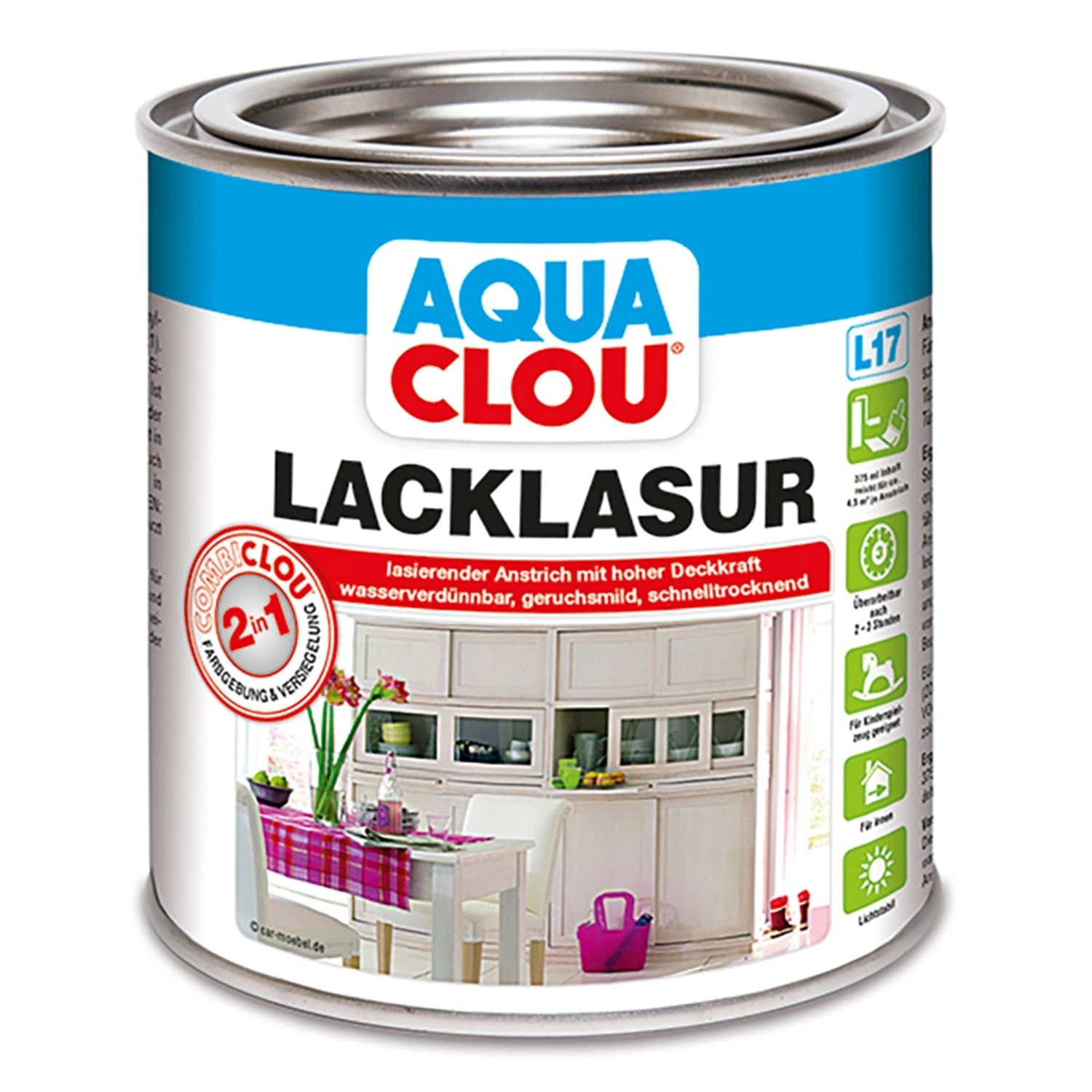 Aqua Combi-Clou Lack-Lasur Schwarz 375 ml