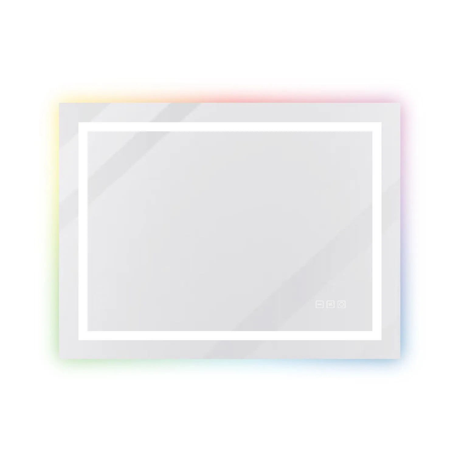 Aica Sanitär Badspiegel mit RGB Hinterbeleuchtung 80x60 cm Spiegel mit Neutral-Warm-Kaltweiß Dimmbar Memory Touch Wandschalter Beschlagfrei
