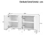 Weißes Merax Sideboard mit offenen Türen, Regalen und Maßen 140x40x77,5 cm. Griffloser Wohnzimmerschrank aus PB/MDF.