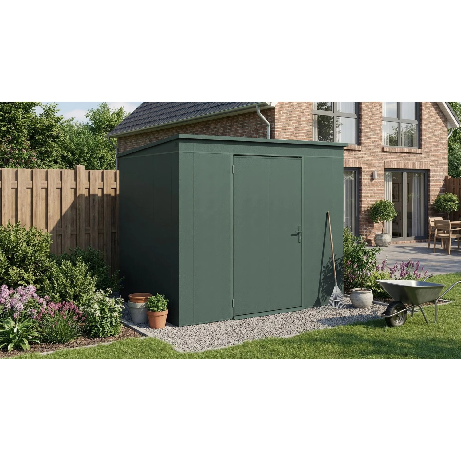 Weka Metall-Gerätehaus Gary 242 cm x 198 cm Grün