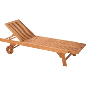 Sonnenliege Greenville aus FSC-Holz mit verstellbarer Rückenlehne und Rädern.