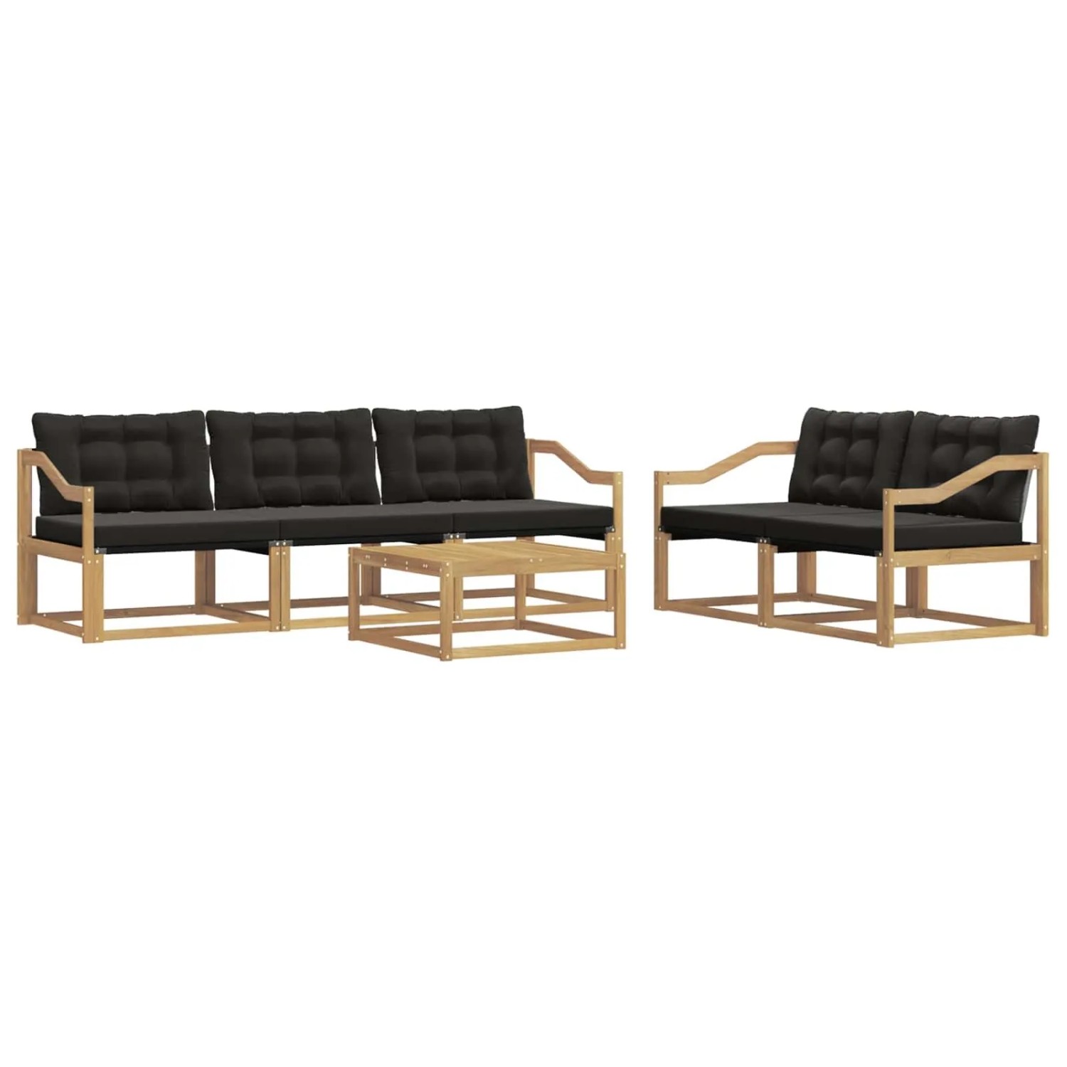 vidaXL Outdoor-Sofagarnitur 6 Stk Weiß und Schwarz 79 x 79 x 37 cm 3388430