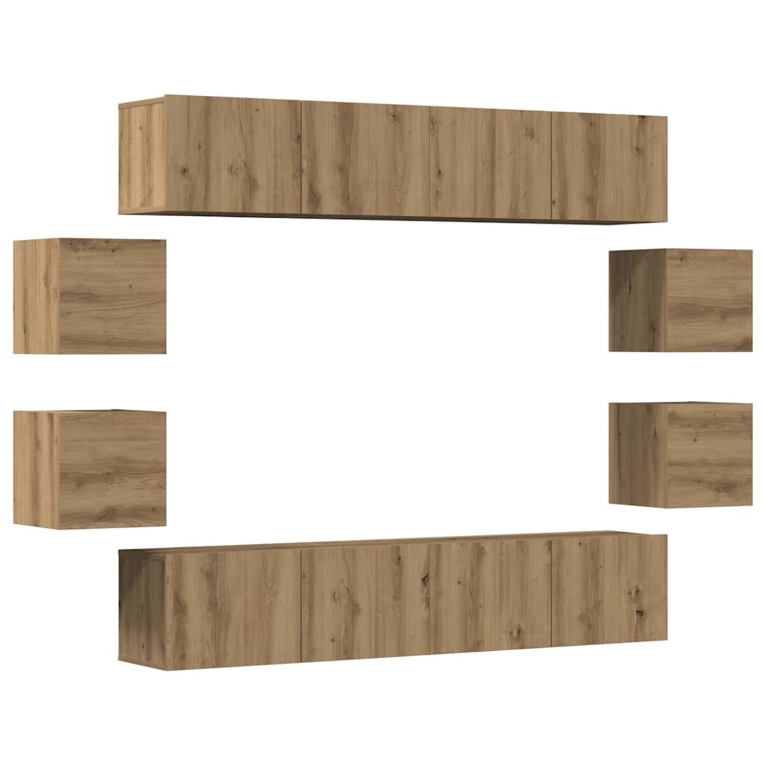 vidaXL 8-Tlg TV-Schrank-Set Wandmontage Artisan-Eiche Holzwerkstoff 3328950 günstig online kaufen