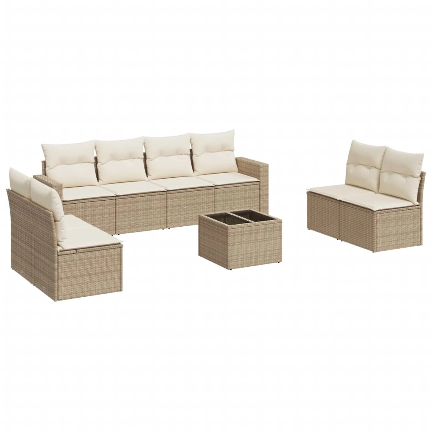 vidaXL 9-Tlg Garten-Sofagarnitur mit Kissen Beige Poly Rattan 3218848 günstig online kaufen