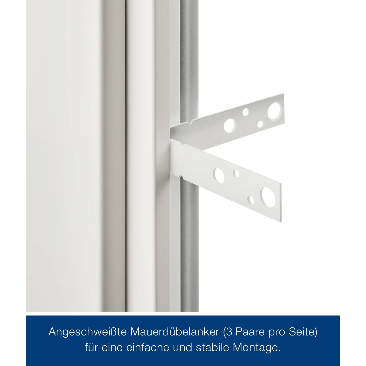 Detailaufnahme der Hörmann ZK Stahltür mit Mauerankern für einfache Montage.