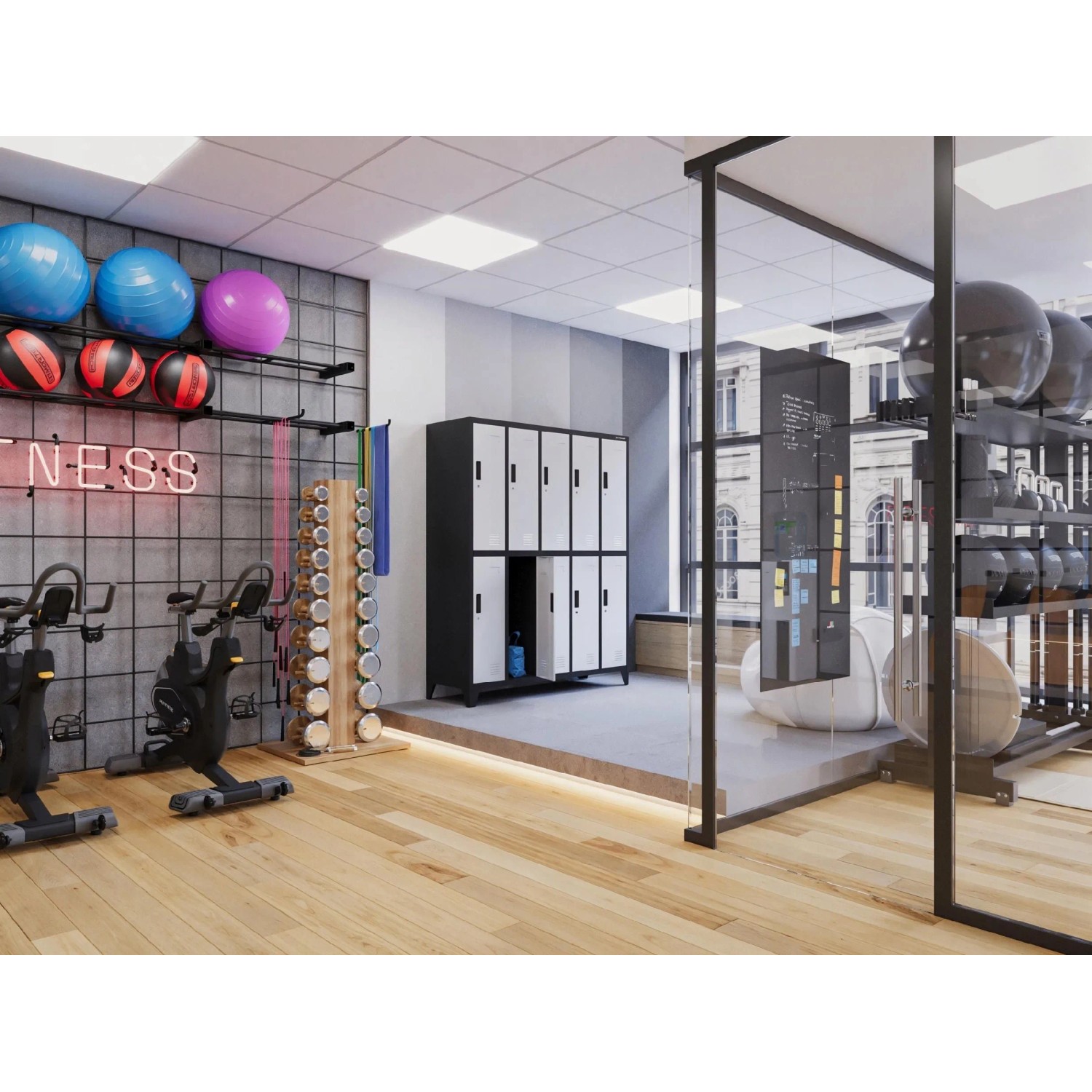 Jan Nowak Metallspind Umkleideschrank mit 10 Fächern in Anthrazit/Weiß im Fitnessstudio.