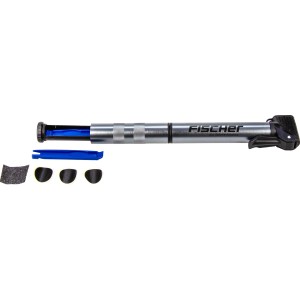 Fischer Mini-Pumpe Alu mit Flickbox: Fahrradpumpe, Flicken, Reifenheber und Aufrauher im Set.