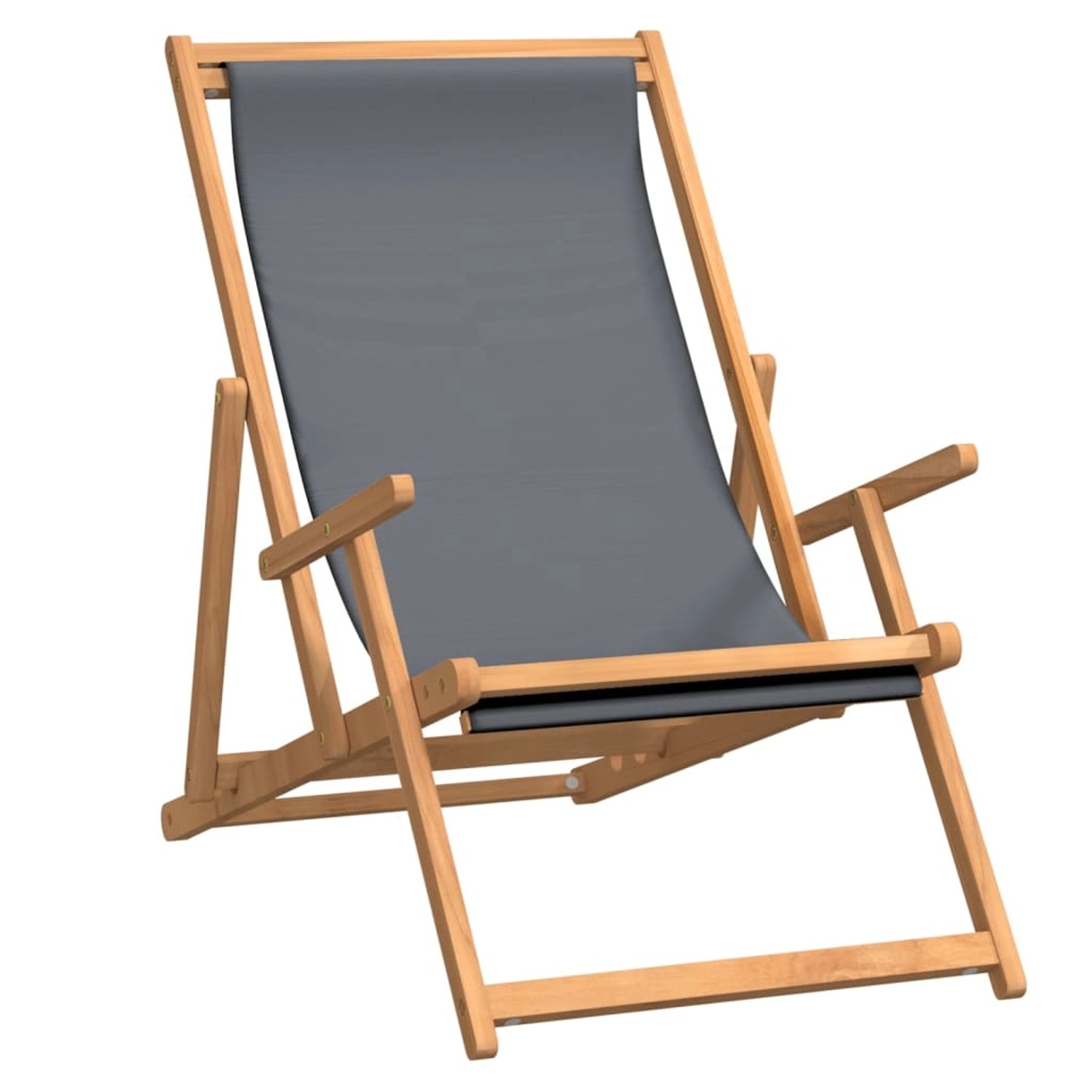 vidaXL Strandstuhl Klappbar Massivholz Teak Grau günstig online kaufen