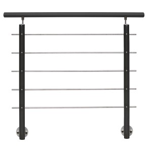 Treba Geländer-Set AB9, seitliche Montage, 150 cm, Aluminium, Anthrazit. Geländer mit Edelstahlstangen.