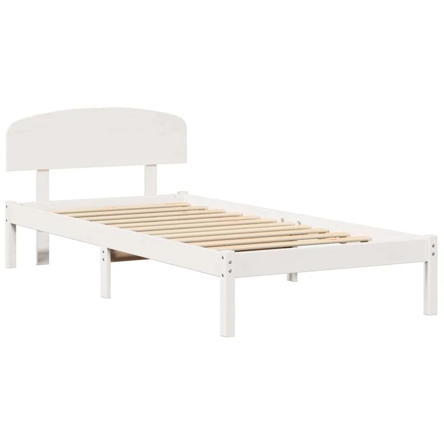 vidaXL Bettrahmen mit Kopfteil Weiß 90 x 200 cm Massives Kiefernholz 872081