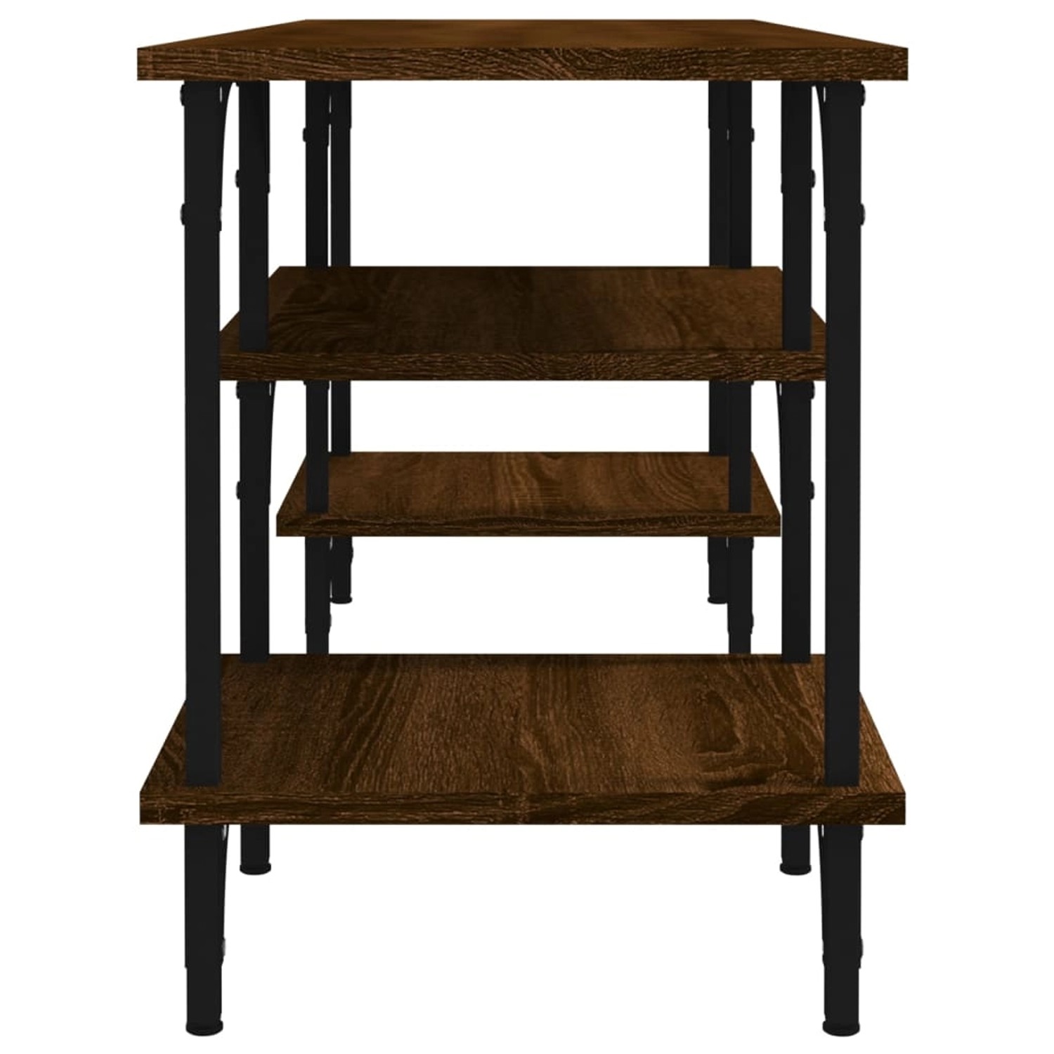 VidaXL TV-Schrank in Braun Eichen-Optik mit 3 Ablagen und Metallfüßen, 102x35x45,5 cm.