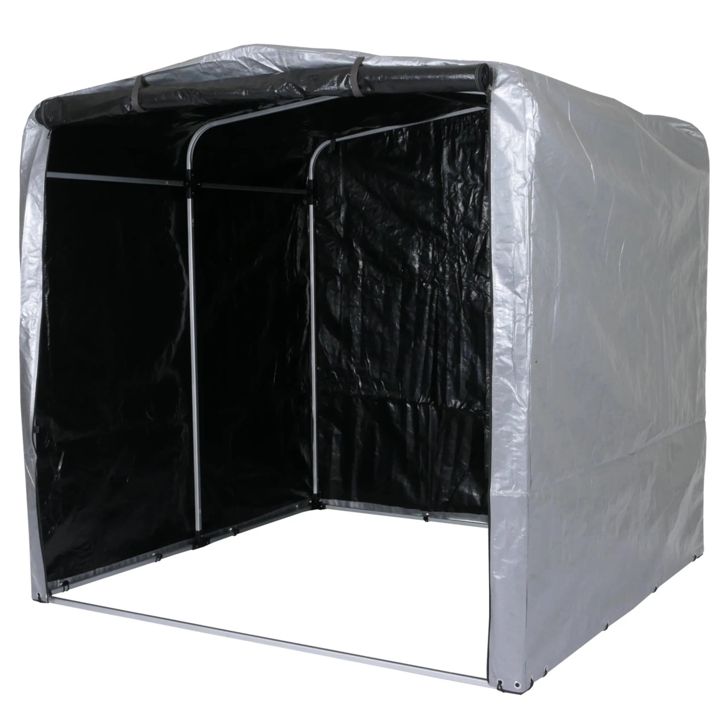PROREGAL Fahrradgarage HxBxT 201x201x201cm Foliengarage Aufbewahrungsgarage Garagenzelt Silber Alu UV-Schutz Wasserfest
