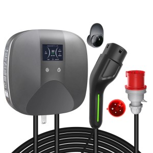 Junsun Wallbox EV-Ladegerät 22Kw 6-32A 6M Typ2 Stecker Dreiphasig IP67 App-Steuerung LCD Display