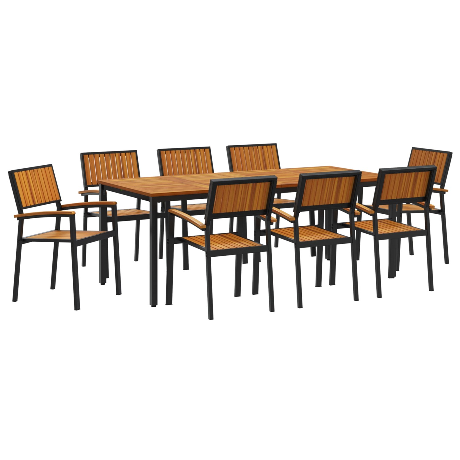 vidaXL 9-Teiliges Garten-Esszimmer-Set aus Massivem Akazienholz und Metall günstig online kaufen