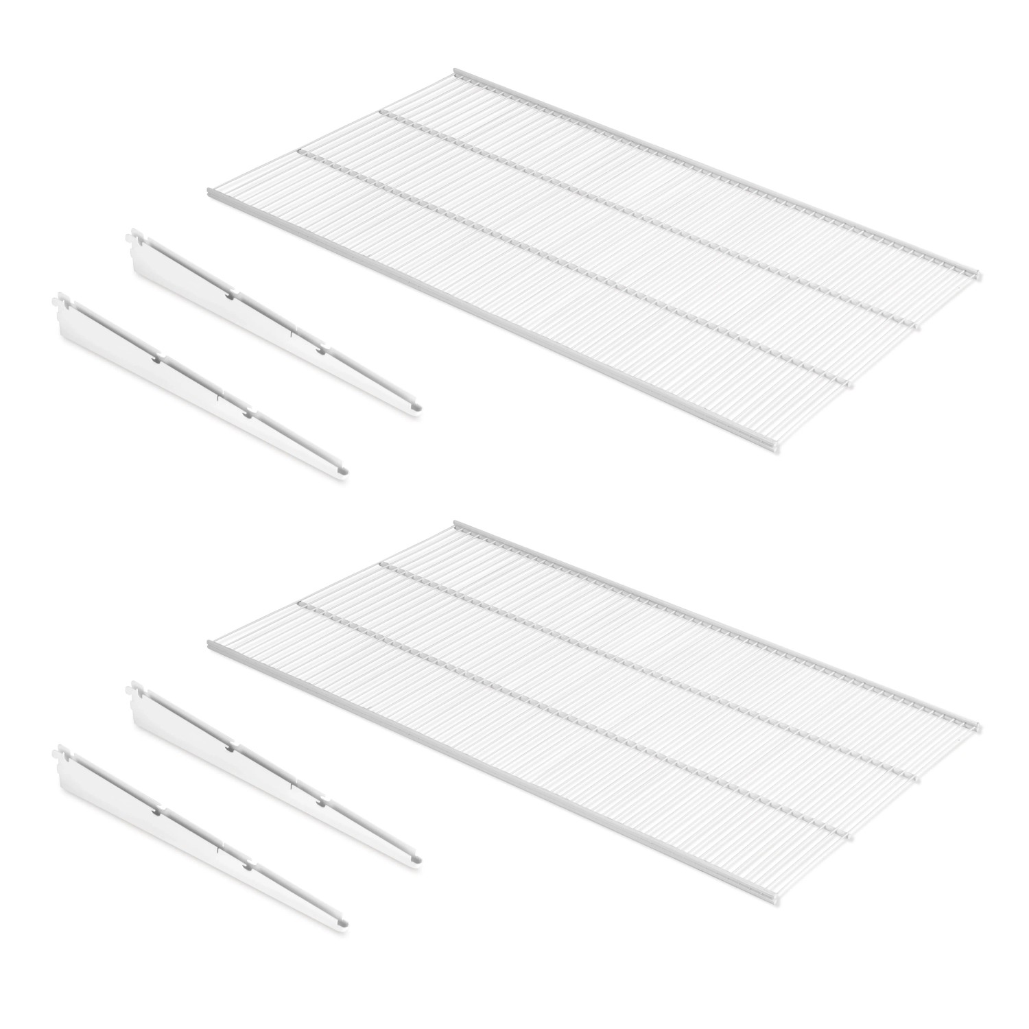 Emuca Satz von 4 Regalen mit Halterungen und Platten für die Wandmontage Jagmet Länge 280 mm Stahl Weiß Lackiert