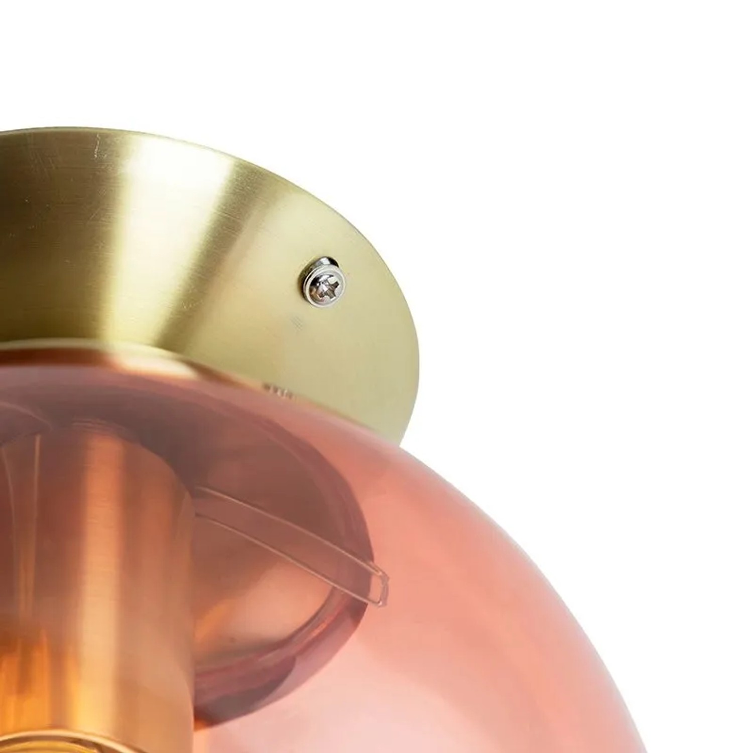 QAZQA Art Deco Deckenlampe Messing mit Rosa Glas Pallon
