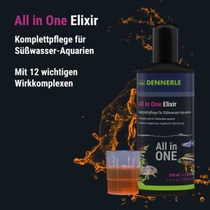 Dennerle All in One Elixir, Komplettpflege für Süßwasseraquarien im 500 ml Format.