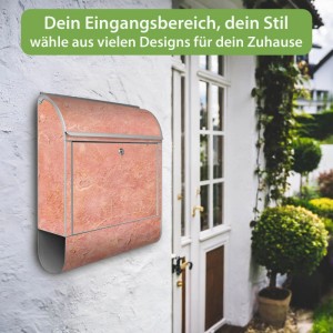 Banjado Design Briefkasten Silber Pulverbeschichtet 39x47x14cm 2 Schlüssel Mit Zeitungsfach Motiv Rosa Putz
