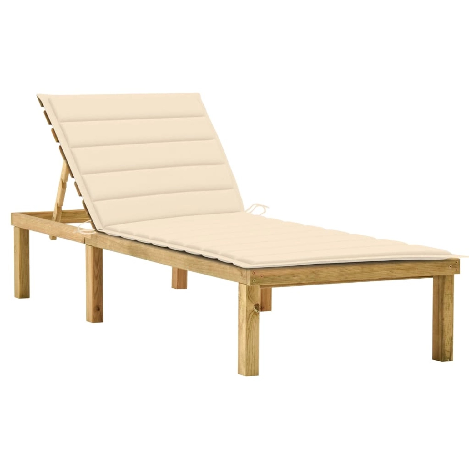 vidaXL Sonnenliege mit Creme Auflage Imprägniertes Kiefernholz 200 x 70 x  31,5-77  cm