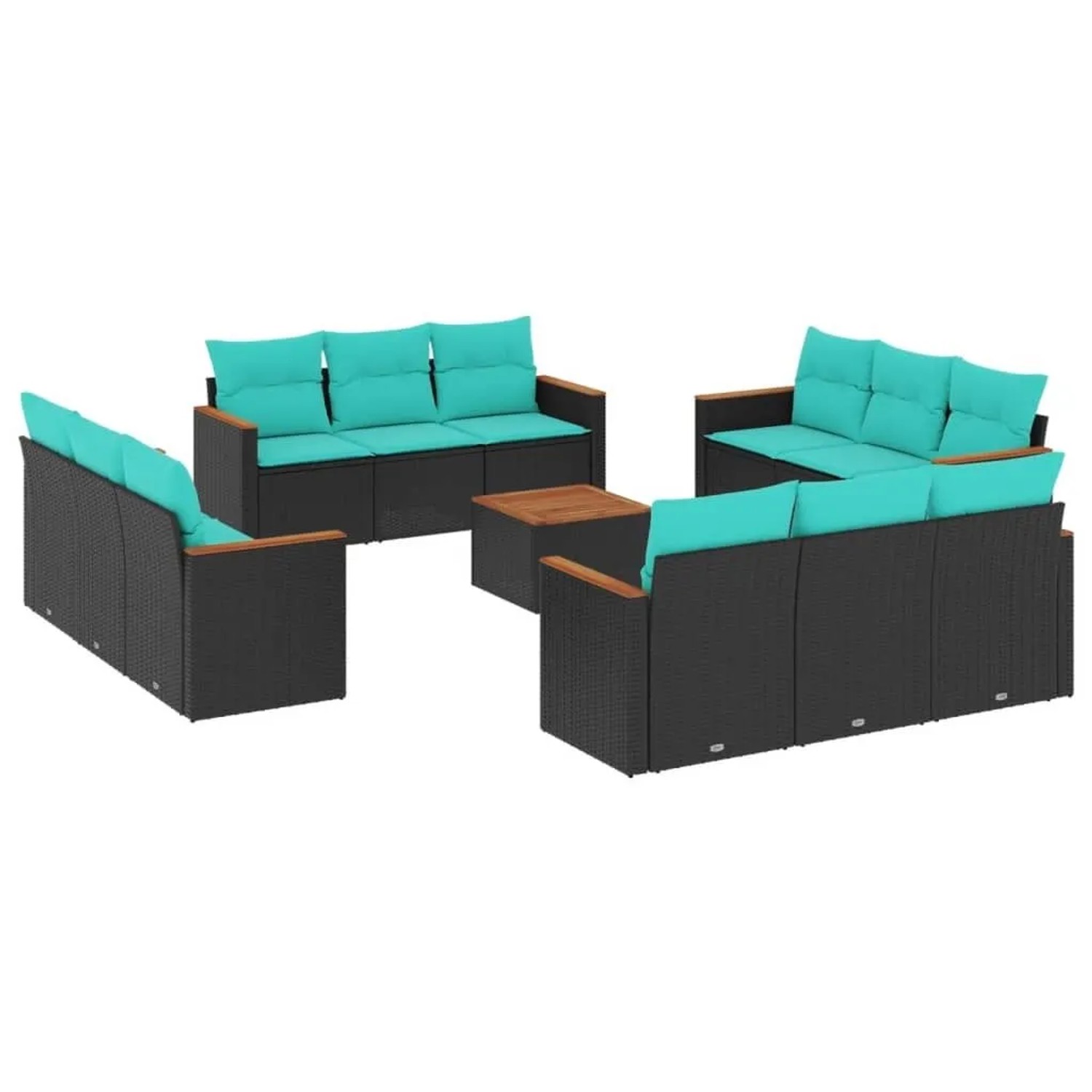 vidaXL 13-Tlg Gartensofa-Set mit Kissen Schwarz Polyrattan 3225840 günstig online kaufen