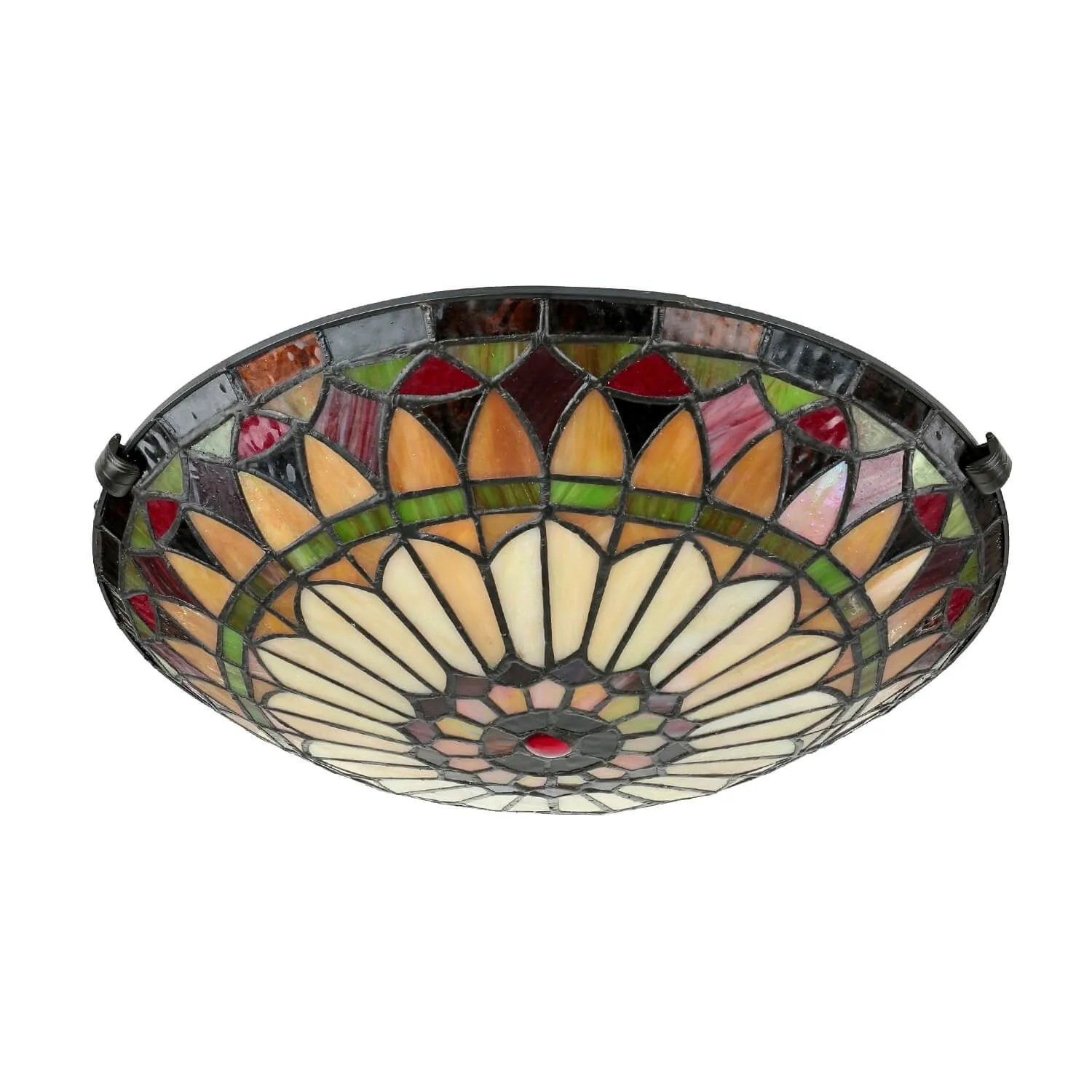 Licht-Erlebnisse Deckenlampe Tiffany Stil Ø 42 cm Rund Buntglas 2x E27