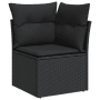 Schwarzes 9-teiliges Garten-Sofa-Set aus Poly Rattan von vidaXL, inklusive Eckelement mit Kissen.