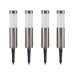 Lindby 4er Set LED Solarleuchten Sirita 9929017 Spritzwassergeschützt Modern in Alu aus Edelstahl 1-flammig