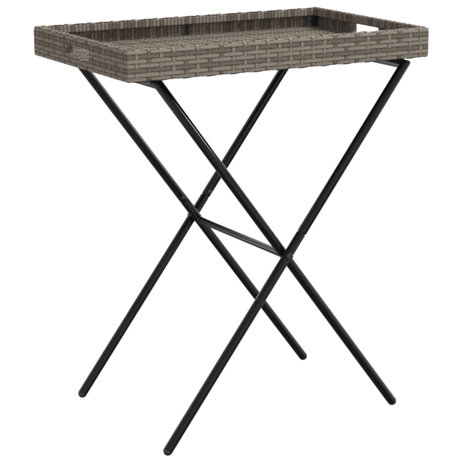 vidaXL Tabletttisch Klappbar Grau 65x40x75 cm Poly Rattan 365129 günstig online kaufen