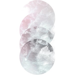 Komar Wandbild Tessera Calidum, 40x50 cm, mit abstrakten Kreisen in Grau- und Rosatönen.