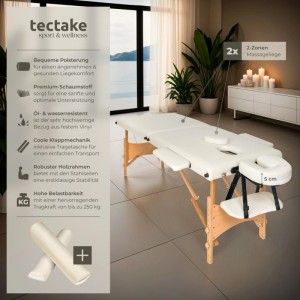 Tectake 2 Zonen Massageliege Set Freddi Breite 61 cm  Polsterung 5 cm Inklusive Lagerungsrollen und Tragetasche  210 x 95 x 84 cm Beige