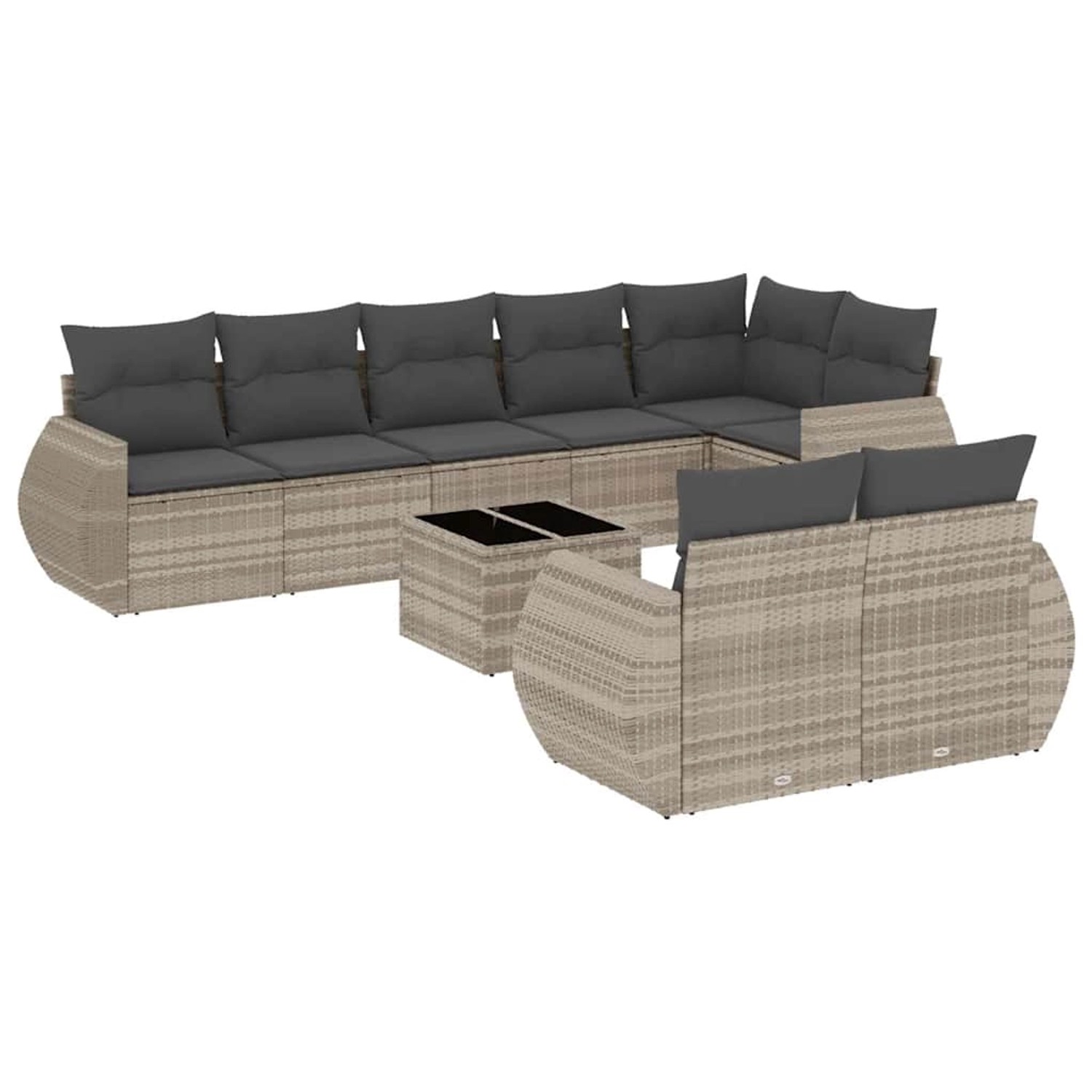 vidaXL 9-Tlg Garten-Sofagarnitur mit Kissen Hellgrau Poly Rattan 3253969 günstig online kaufen
