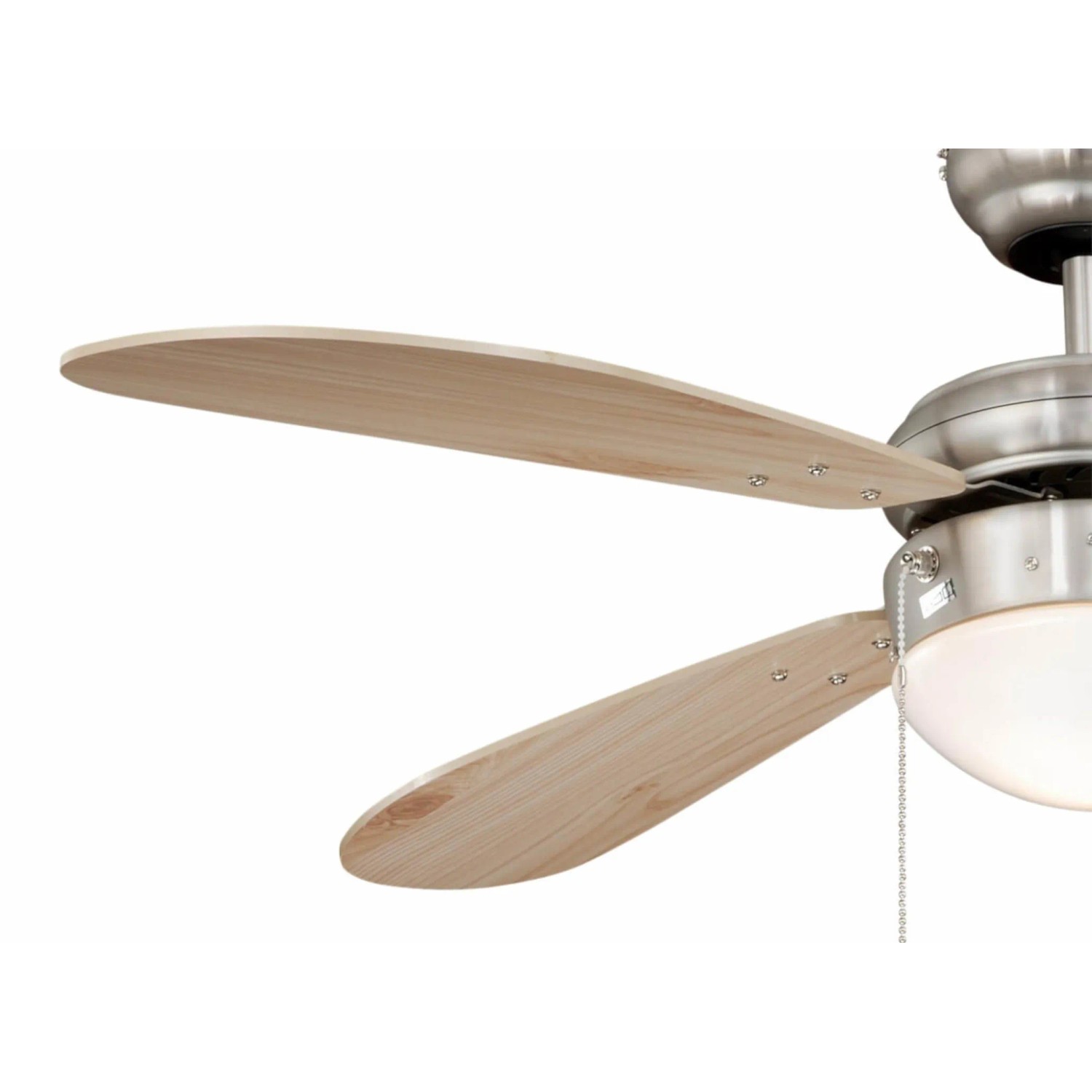 AIRERYDER Deckenventilator Classic, 105 cm, Nickel/Kiefer, mit Beleuchtung und Zugketten.