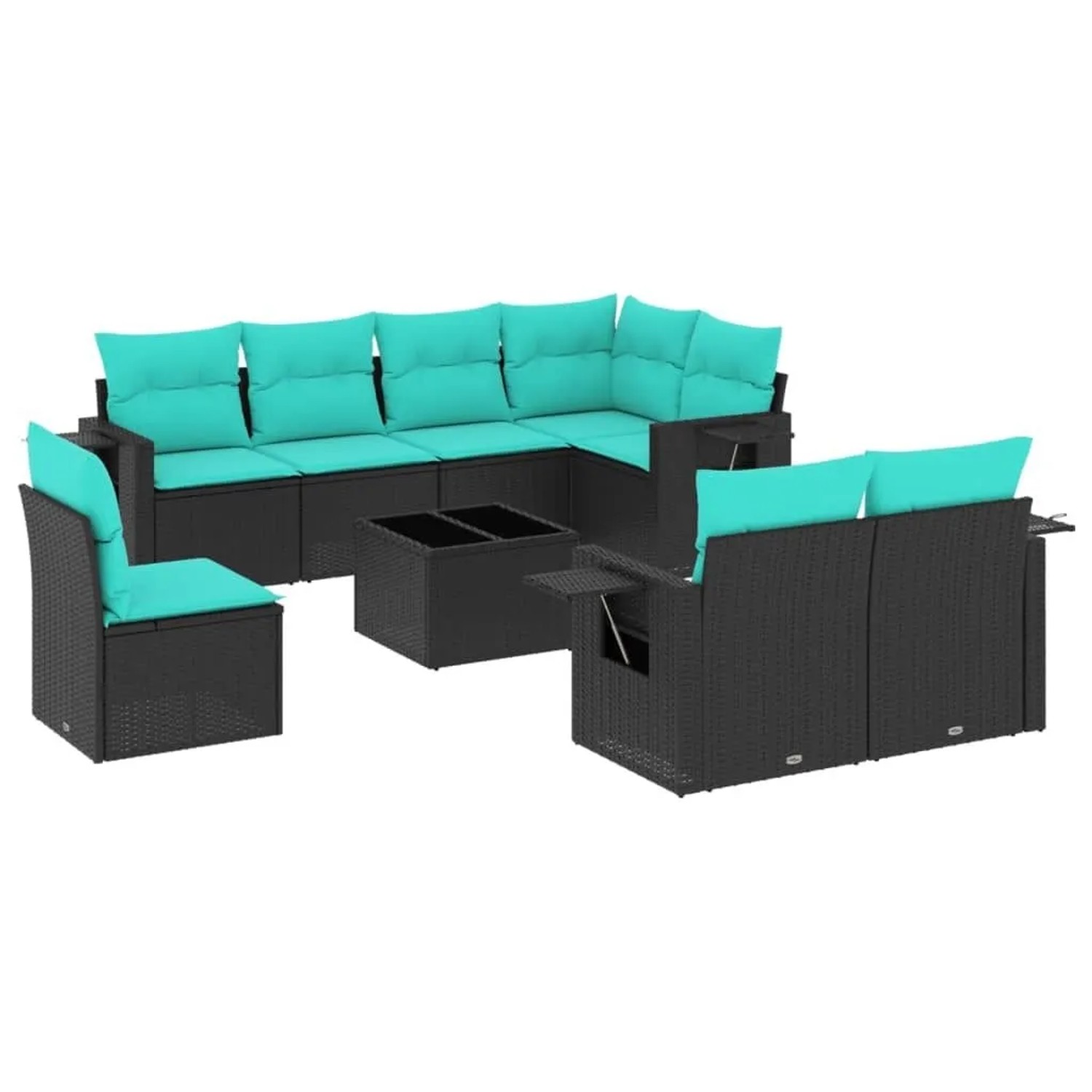 vidaXL 9-Tlg Gartensofa-Set mit Kissen Schwarz Polyrattan 3220446 günstig online kaufen