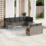 Graue 9-tlg. vidaXL Garten-Sofagarnitur aus Polyrattan mit Kissen für Terrasse und Garten.