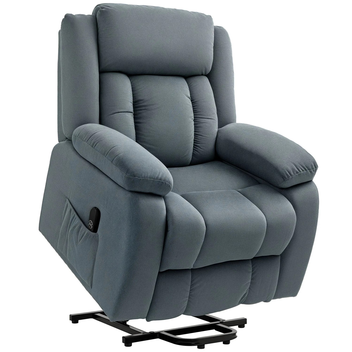 HOMCOM Fernsehsessel mit Aufstehhilfe Polyester Stahl Grau 92B x 94T x 105H cm