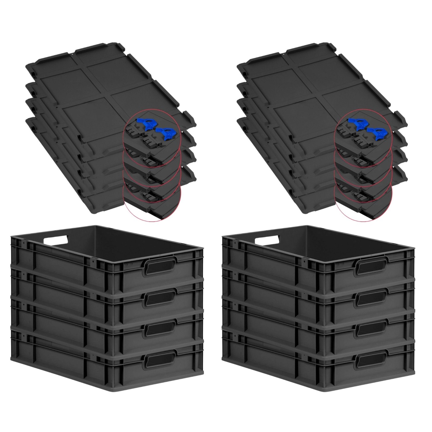 PROREGAL SuperSparSet 8x Eurobox Nextgen Grip Mit Scharnierdeckel Und Blaue günstig online kaufen