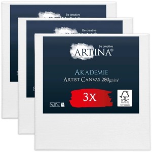 3er Set Artina Akademie Keilrahmen 40x40 cm, weiße Leinwand, ideal für Acryl- und Ölmalerei.