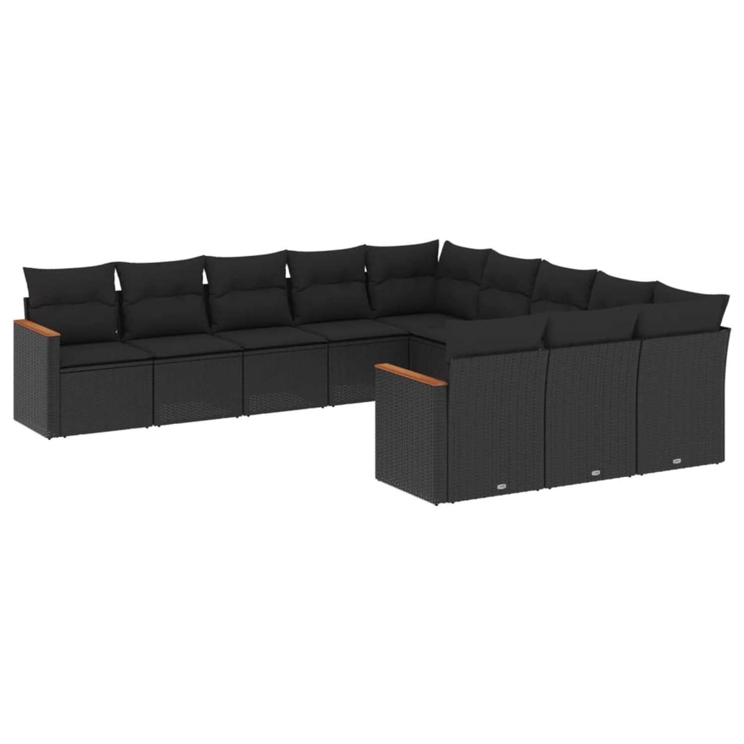 vidaXL 11-Tlg Garten-Sofagarnitur mit Kissen Schwarz Poly Rattan 3226426 günstig online kaufen
