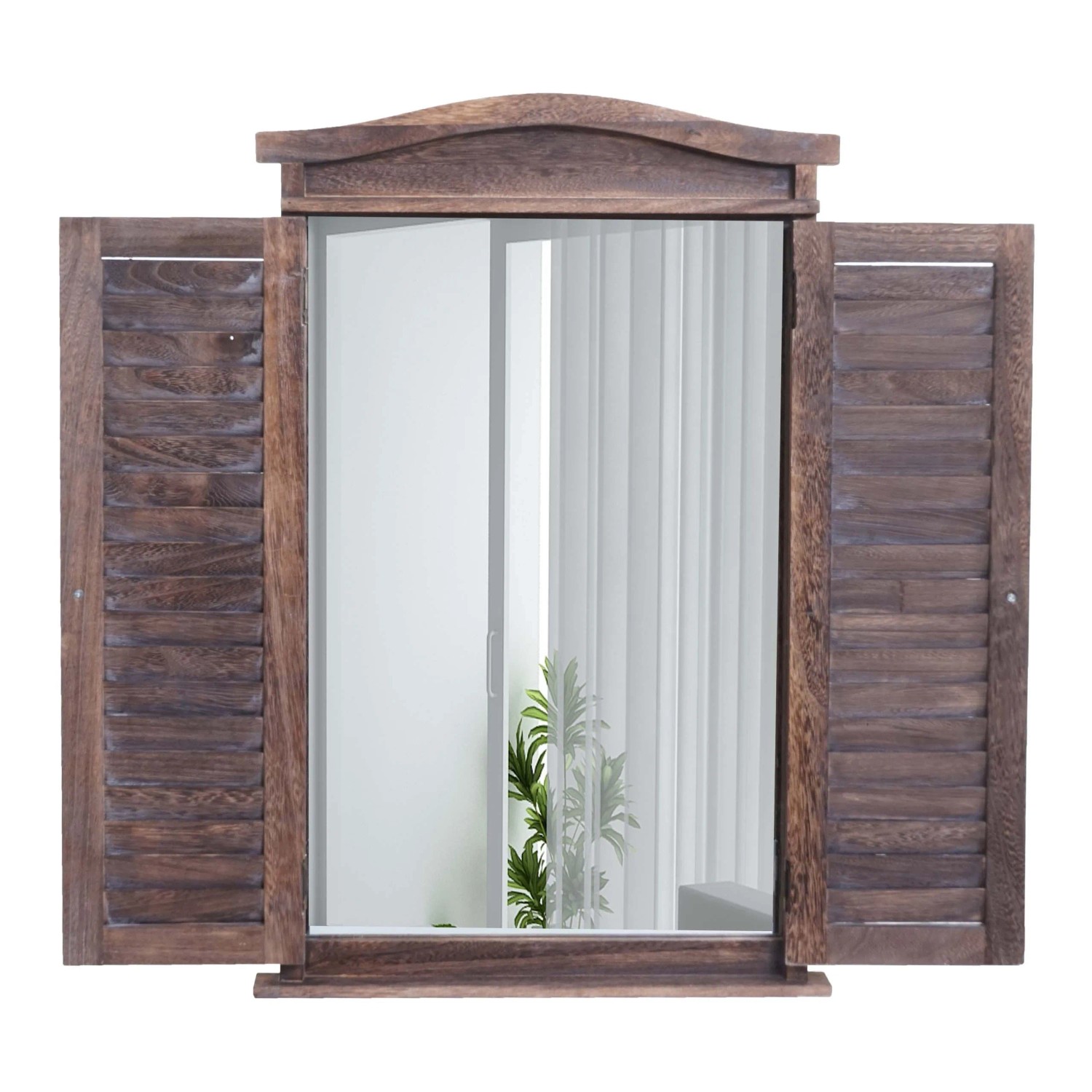 MCW Wandspiegel mit Fensterläden Shabby Braun