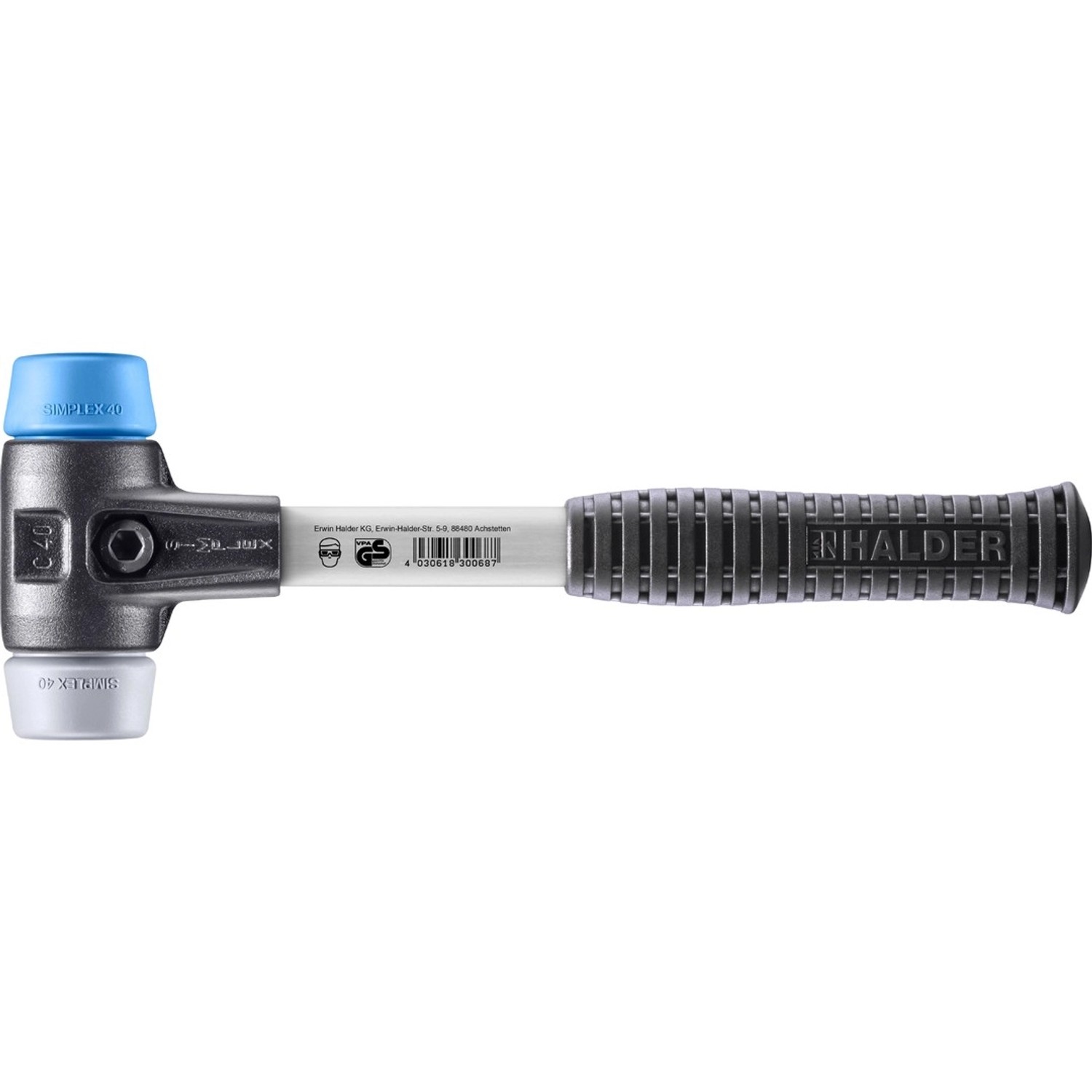 Halder Simplex Schonhammer Ø 40 mm TPE-soft Blau   TPE-mid Grau mit Verstär günstig online kaufen