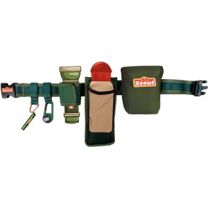 Scout Abenteuergürtel für Kinder, grüner Neopren Gürtel mit Zubehör-Halterungen.