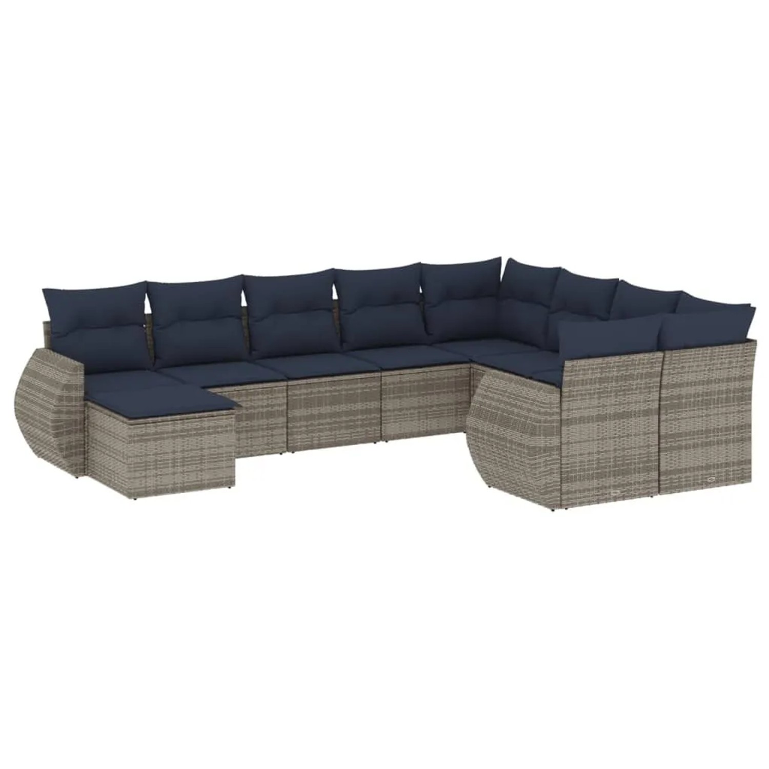 vidaXL 10-Tlg Gartensofa-Set mit Kissen Grau Polyrattan 3221860 günstig online kaufen